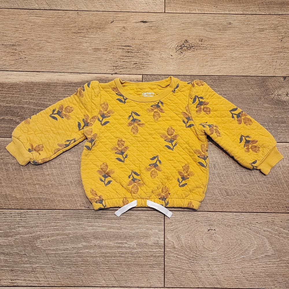 Carter's Yellow Floral Sweater with Puffed Sleeves 18m